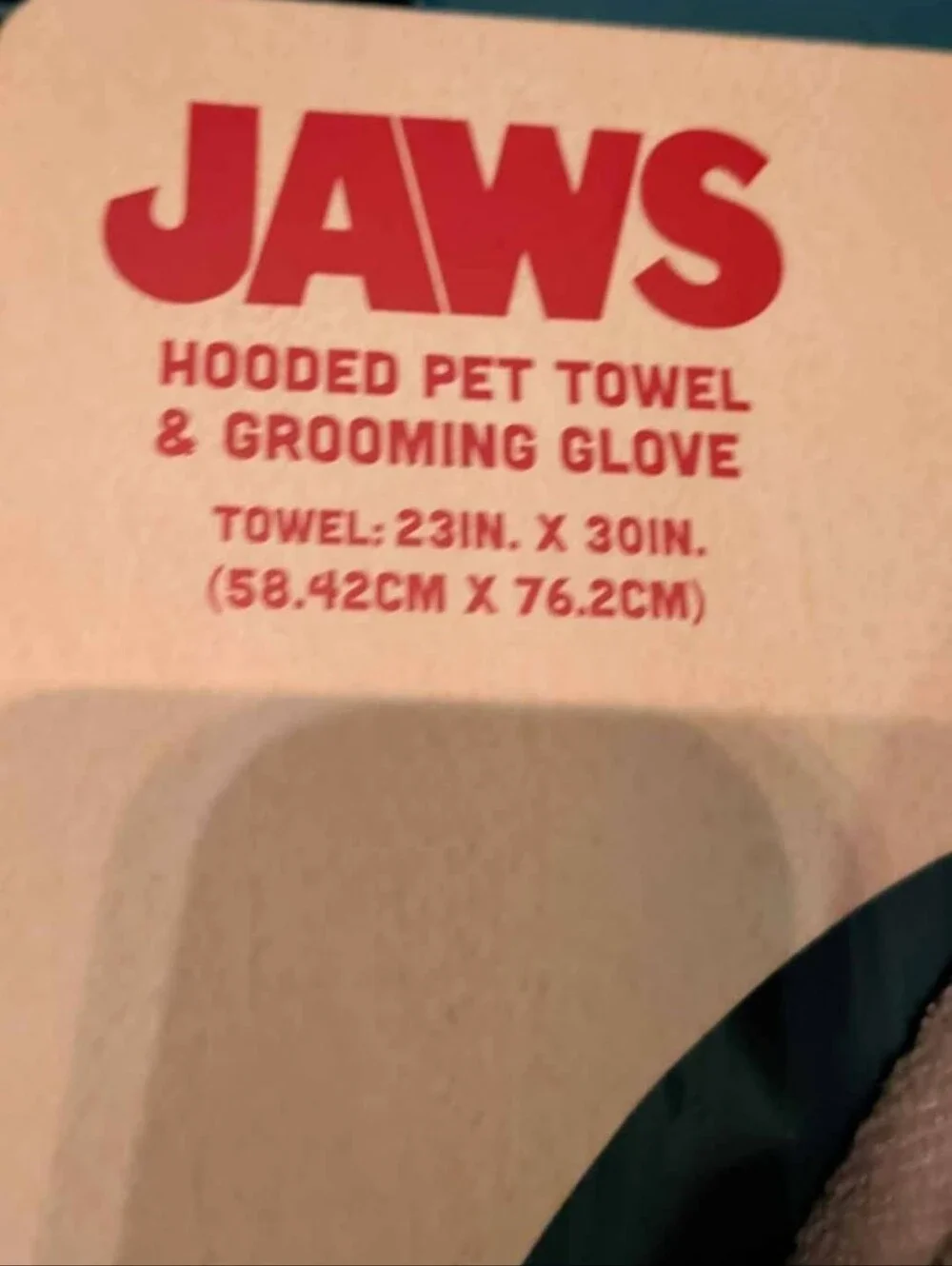 JAWS Hooded Pet Towel And Grooming Glove, New!